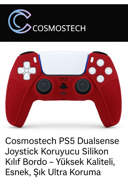 Ps5 Dualsense Joystick Koruyucu Silikon Kılıf – Yüksek Kaliteli, Esnek, Şık Bordo Desenli Kaplama