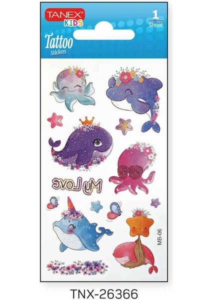 7X12MM Deniz Hayvanları Tatoo TNX-26366