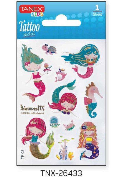 7,5X10,5MM Deniz Kızı Mini Tatoo Etiket TNX-26433