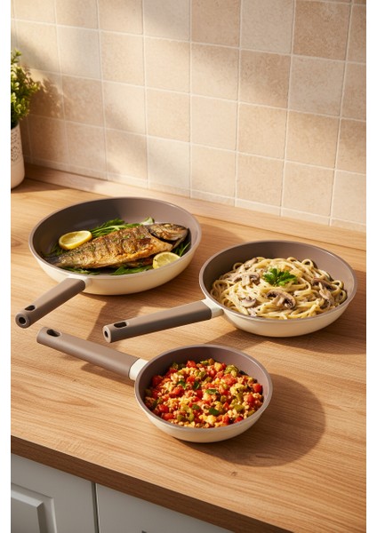 Chef Döküm 3 Parça Tava Seti Krem