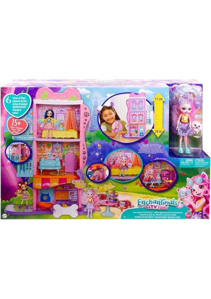 HHC18 Enchantimals Şehir Evi ve Kafe Oyun Seti Kız Erkek Çocuk Oyuncak Eğitici Oyuncaklar