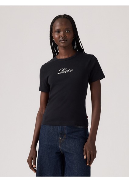 Kadın Sim Detaylı Siyah T-Shirt Tişört 17944-0107 modelleri