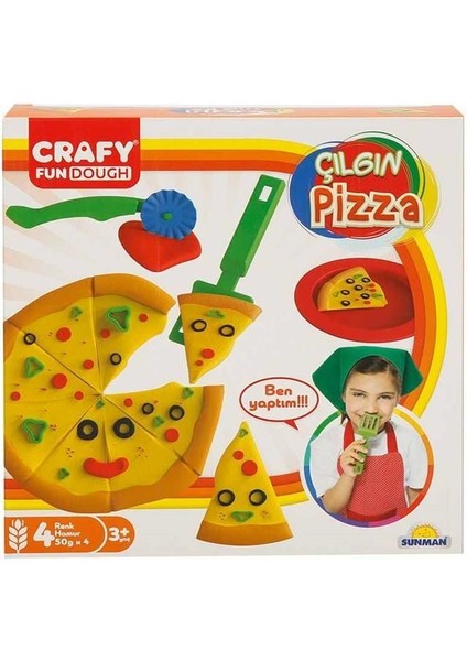 Crafy Çılgın Pizza Oyun Hamuru Seti 200 G 10 Parça Kız Erkek Çocuk Oyuncak Eğitici Oyuncaklar