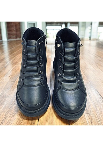 Hakiki Deri Lastikli Düz Ortopedik Taban Bayan Kısa Bot modelleri