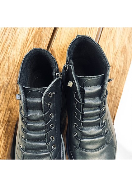 Hakiki Deri Lastikli Düz Ortopedik Taban Bayan Kısa Bot indirimleri