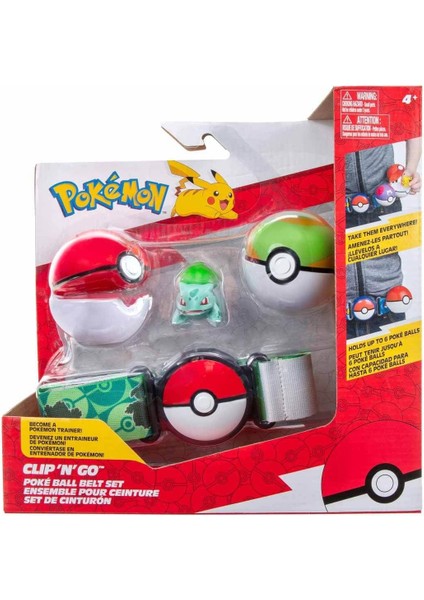 Pok PKW2715 Pokemon Clip \'n\' Go Pokeball Kemer ve Bulbasaur -Necotoys Kız Erkek Çocuk Oyuncak Eğit