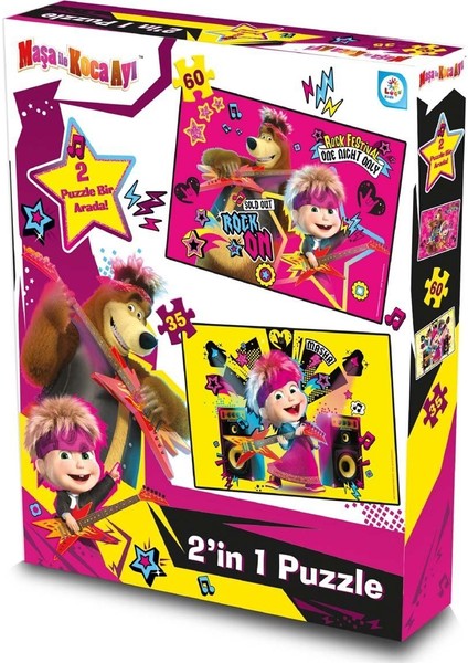 Maşa ile Koca Ayı 2'li Puzzle Kız Erkek Çocuk Oyuncak Eğitici Oyuncaklar