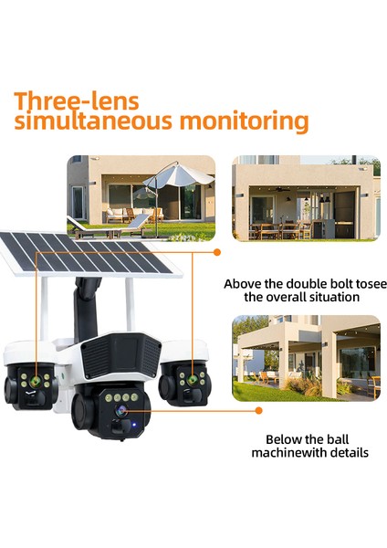 Ultimate O-Kam 9095 12MP 10X Zoom 4 Lens 3 Ekran UltraHD 4G Solar Akıllı Güvenlik Kamerası modelleri