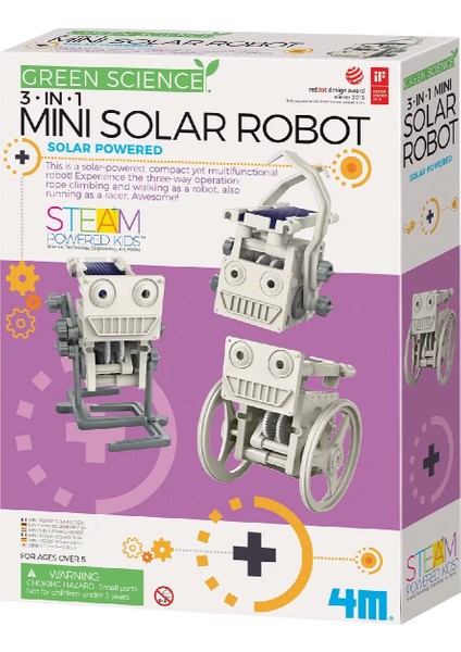 4m 3'ü 1 Arada Mini Solar Robot Kız Erkek Çocuk Oyuncak Eğitici Oyuncaklar