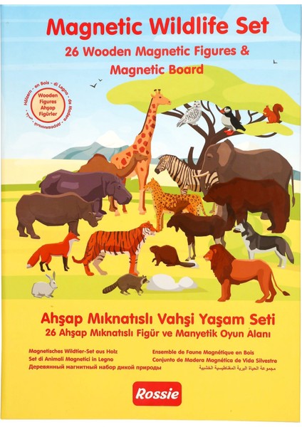 Rossie Ahşap Mıknatıslı Vahşi Yaşam Seti ve Oyun Alanı Kız Erkek Çocuk Oyuncak Eğitici Oyuncaklar