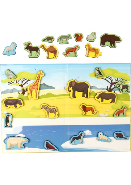 Rossie Ahşap Mıknatıslı Vahşi Yaşam Seti ve Oyun Alanı Kız Erkek Çocuk Oyuncak Eğitici Oyuncaklar modelleri