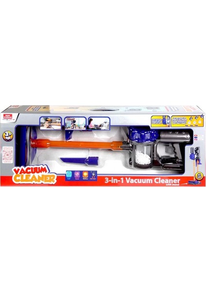 Vacuum Cleaner Pilli Kablosuz Oyuncak Dikey Standlı Elektrik Süpürgesi - 0282U Kız Erkek Çocuk Oyunc