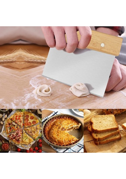 Alvin-Bambu Saplı Paslanmaz Spatula Hamur Kesici Şekillendirici