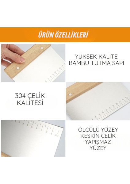Alvin-Bambu Saplı Paslanmaz Spatula Hamur Kesici Şekillendirici fırsatları