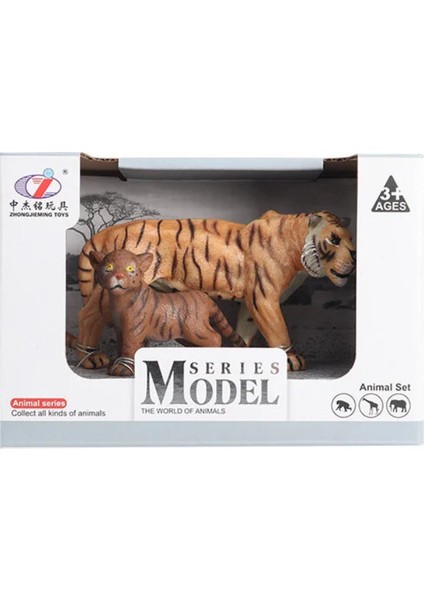 Kutulu Model Figür Hayvan Yavrulu Turuncu Kaplan Kız Erkek Çocuk Oyuncak Eğitici Oyuncaklar
