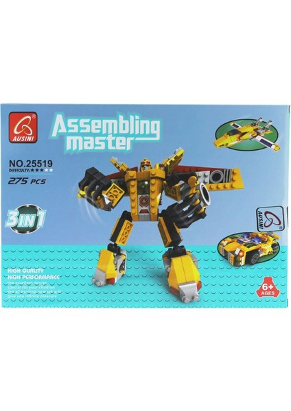 Ausini Assembling Master 3 In 1 273 Parça Sarı Dönüşen Robot Kız Erkek Çocuk Oyuncak Eğitici Oyuncak fırsatları