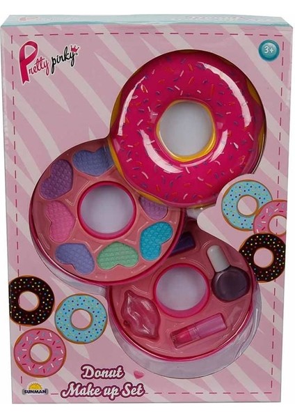 Donut Şekilli 2 Katlı Makyaj Güzellik Seti Kız Erkek Çocuk Oyuncak Eğitici Oyuncaklar modelleri