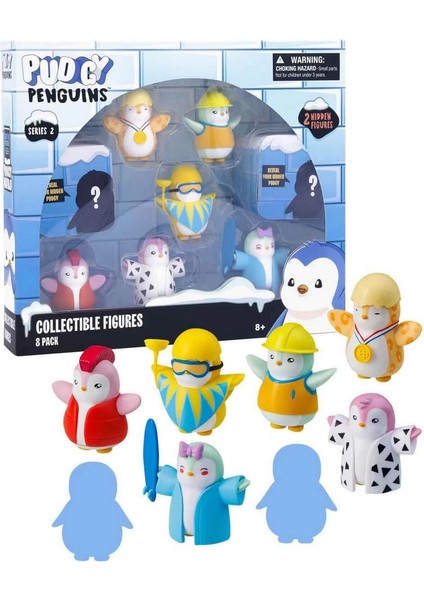 Pudgy Penguins 8'li Figür Seti S2 Bayrak Tutan Penguenli Set Kız Erkek Çocuk Oyuncak Eğitici Oyuncak