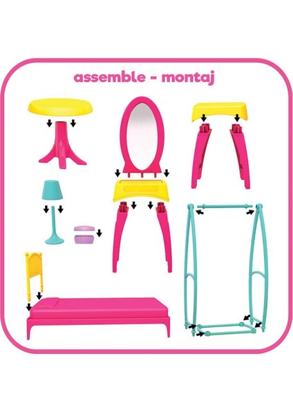 03669 Dede, Linda'nın Yatak Odası Oyun Seti Kız Erkek Çocuk Oyuncak Eğitici Oyuncaklar modelleri