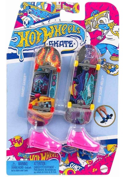 HXL17 Hot Wheels Skate Retro Temalı Ikili Parmak Kaykay ve Ayakkabı Paketi Kız Erkek Çocuk Oyuncak E modelleri