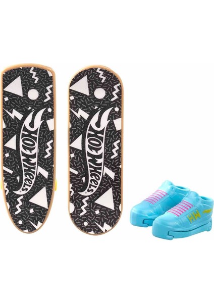 HXL17 Hot Wheels Skate Retro Temalı Ikili Parmak Kaykay ve Ayakkabı Paketi Kız Erkek Çocuk Oyuncak E
