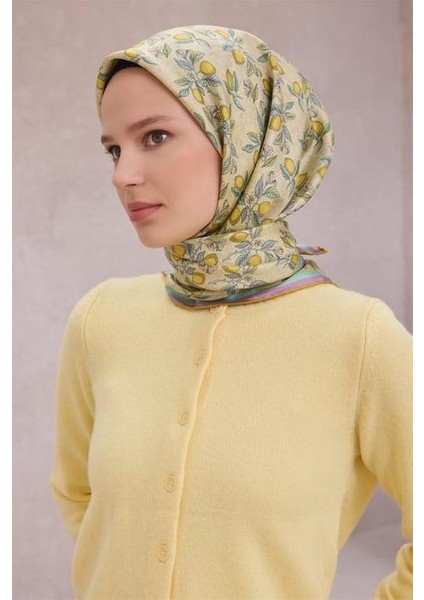 Tivil Saf Ipek Eşarp 4212 - 05 Sarı Limon Desen