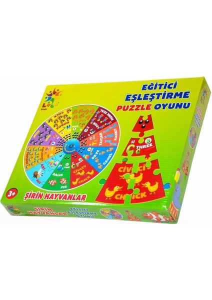 Şirin Hayvanlar Ingilizce Eğitici Puzzle Kız Erkek Çocuk Oyuncak Eğitici Oyuncaklar