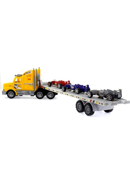 Sürtmeli Yarış Arabası Taşıyıcı Sarı Tır Kız Erkek Çocuk Oyuncak Eğitici Oyuncaklar modelleri