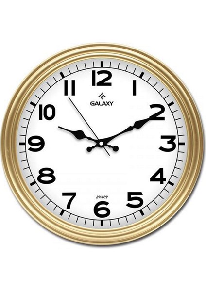 Techmrt Duvar Saati Altin Sarisi, ÇAP:30CM Akrilik Boya, Abs, Mineral Cam, Sessiz Makine