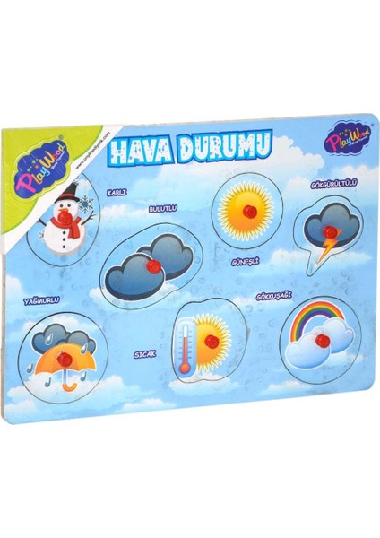 Ahşap Tutmalı Hava Durumu Puzzle Kız Erkek Çocuk Oyuncak Eğitici Oyuncaklar