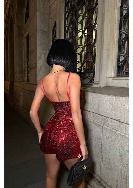 Kadın Pulpayet Askılı Crop Şort Ikili Takım NBDF168 indirimleri