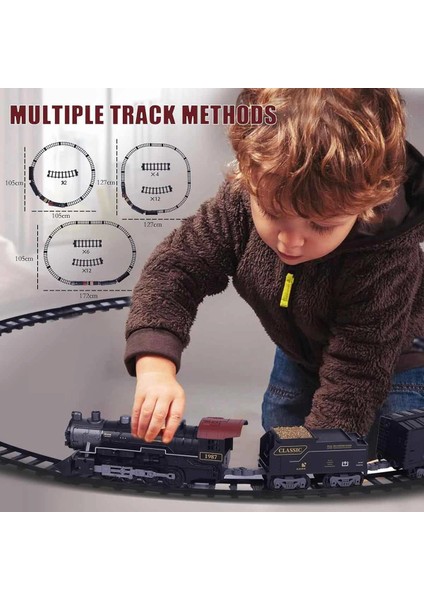 Classic Steam Kumandalı 2,4 Ghz Pilli Tren Seti 30 Parça 1613G Kız Erkek Çocuk Oyuncak Eğitici Oyunc