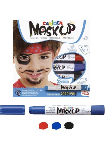 Carioca Mask Up Yüz Boyası 3 Renk Carnival Kız Erkek Çocuk Oyuncak Eğitici Oyuncaklar