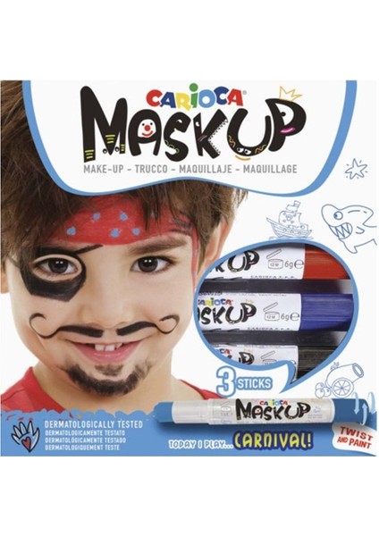 Carioca Mask Up Yüz Boyası 3 Renk Carnival Kız Erkek Çocuk Oyuncak Eğitici Oyuncaklar modelleri