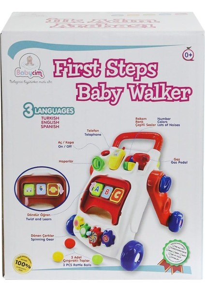 URT029-001 Babycim Ilk Adım Arabam -Birliktoys Kız Erkek Çocuk Oyuncak Eğitici Oyuncaklar