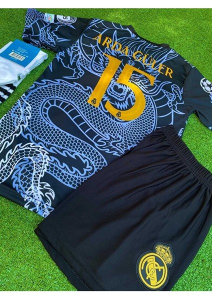 R.e.a.l M.a.d.r.i.d 2024/25 Sezonu Dragon Desenli A.r.d.a G.ü.l.e.r Konsept Çocuk Forması 4'lü Set fiyatları