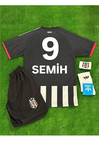 Siyah/beyaz 2026 ./semih Kılıçsoy/..' 9 Yeni Sezon Iç Saha Çubuklu Çocuk Forması 4lü Set