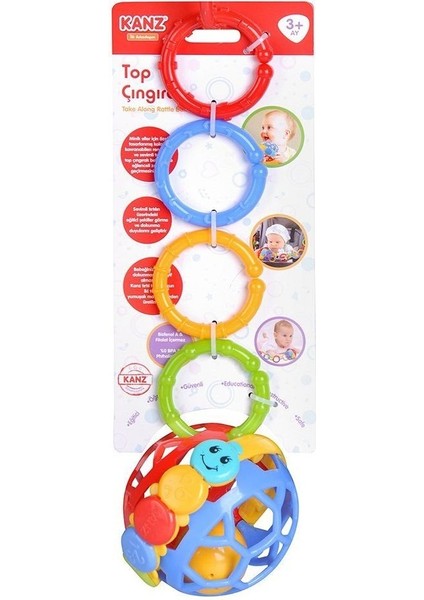 30590 Enfal Halkalı Top Çıngırak Kız Erkek Çocuk Oyuncak Eğitici Oyuncaklar