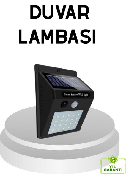 20 LED Güneş Paneli Aydınlatma – Fotoselli ve Hareket Algılamalı Dış Mekan Duvar Lambası
