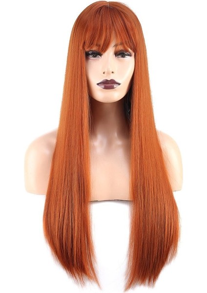 Düz Perçemli Uzun Fiber Sentetik Peruk / Bakır fiyatları