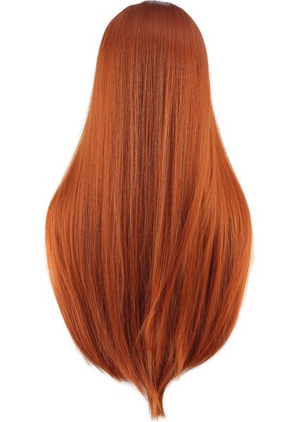 Düz Perçemli Uzun Fiber Sentetik Peruk / Bakır indirimleri