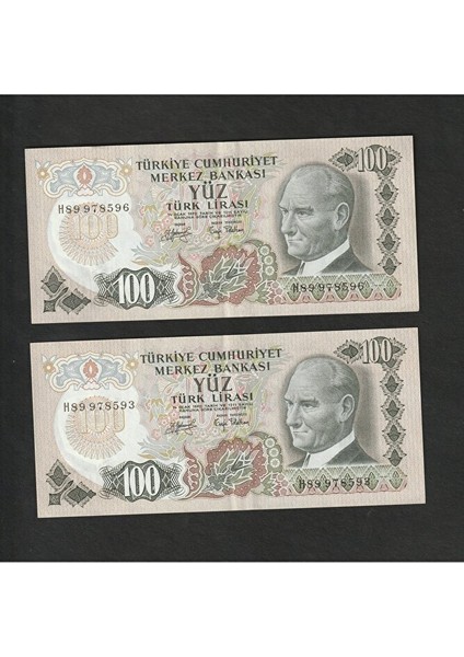 3996368F815693C98A 6. Emisyon 2li 100 Türk-Lirası Ça/çil H89 Serisi Kağıt Para