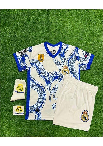 R.e.a.l M.a.d.r.i.d 2024/25 Sezon Yılan Desenli Cristiano Ronaldo Çocuk Forması 4'lü Set (Armalı) fiyatları
