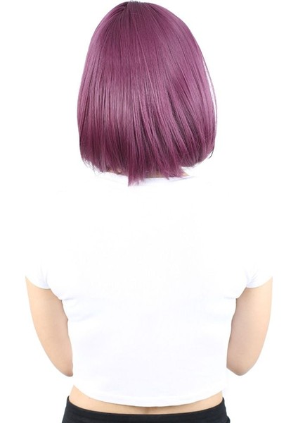 Küt Kahküllü Fiber Sentetik Peruk / Patlıcan Moru fırsatları