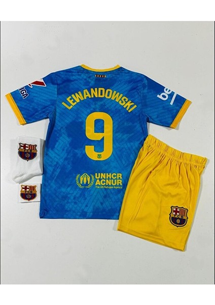 B.a.r.c.e.l.o.n.a 2024/25 Yeni Sezon Robert Lewandowski Konsept Çocuk Forması 4'lü Set (Armalı)