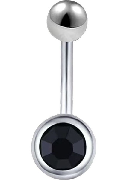 Siyah Taşlı Göbek Pıercıngi – Klasik Düz Taşlı Göbek Piercingi - 316L Cerrahi Çelik Paslanmaz Belly Button Piercing fiyatları
