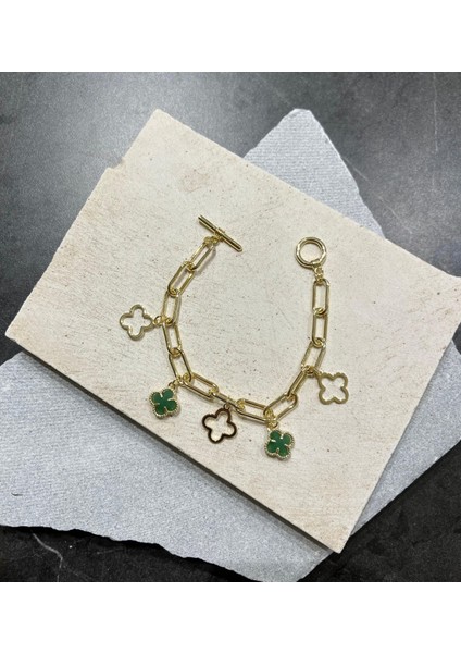 14K Yeşil Yonca Charmlı Bileklik fiyatları