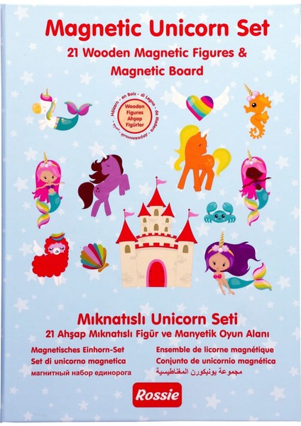 Rossie Ahşap Mıknatıslı Unicorn Seti ve Oyun Alanı Kız Erkek Çocuk Oyuncak Eğitici Oyuncaklar