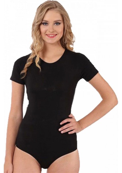 Bayan Kısa Kol Çıtçıtlı Body Siyah