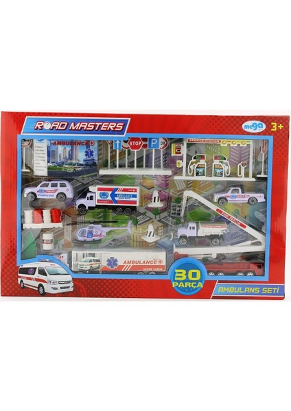 Helikopterli Metal Ambulans Seti JP9106 Kız Erkek Çocuk Oyuncak Eğitici Oyuncaklar
